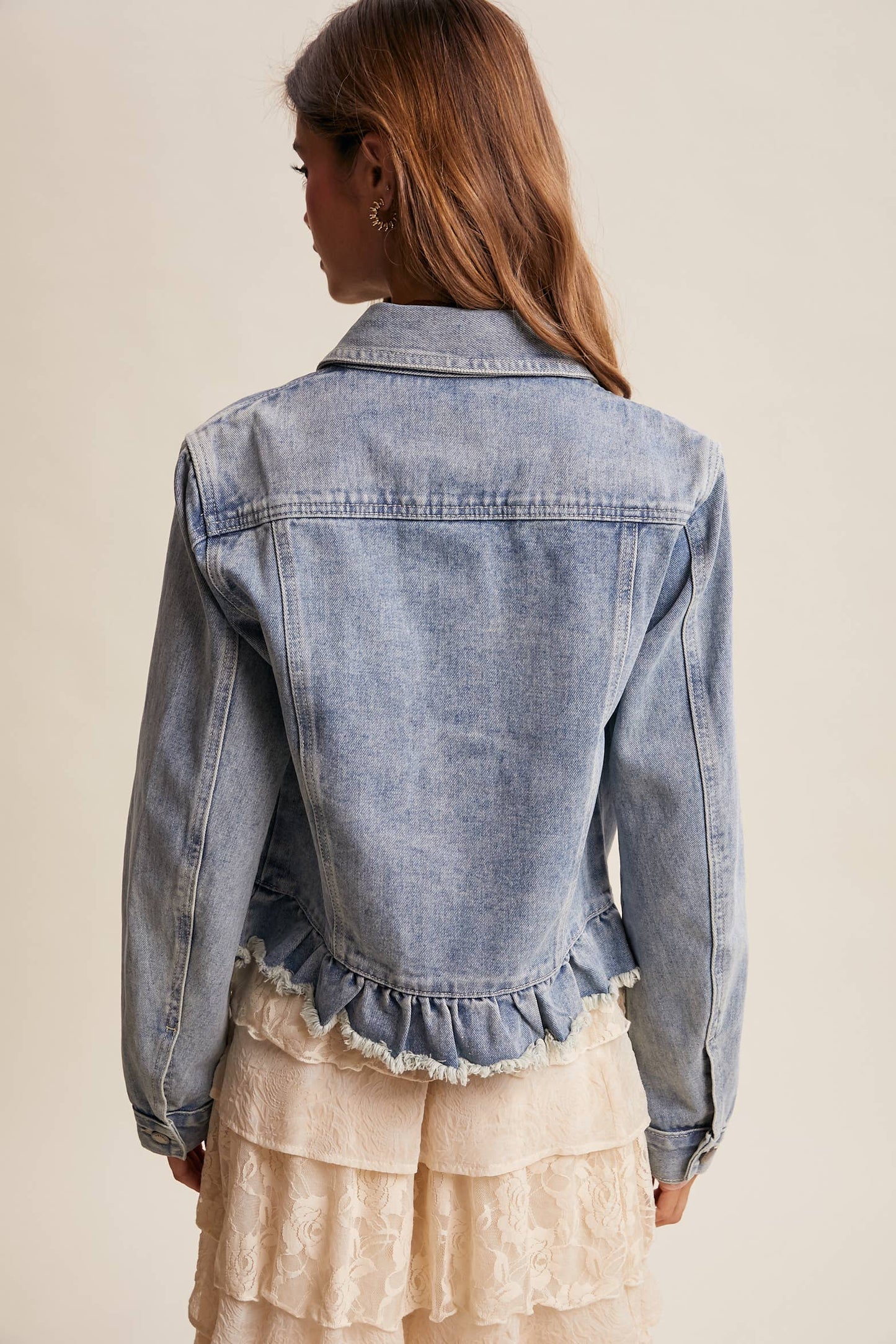 Ruffled Hem Denim Jacket LJ0236