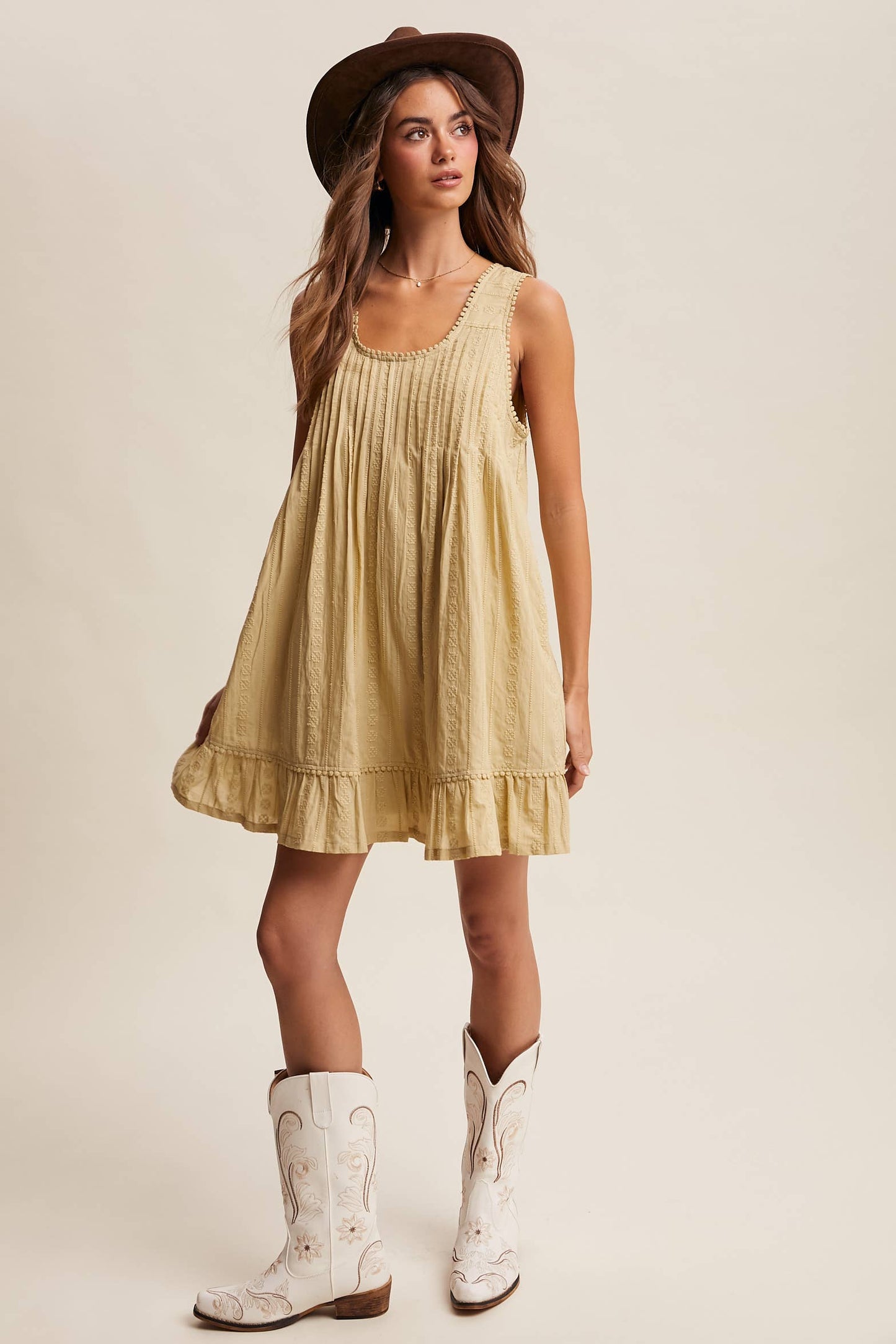 Textured Pintuck Mini Dress LD1599