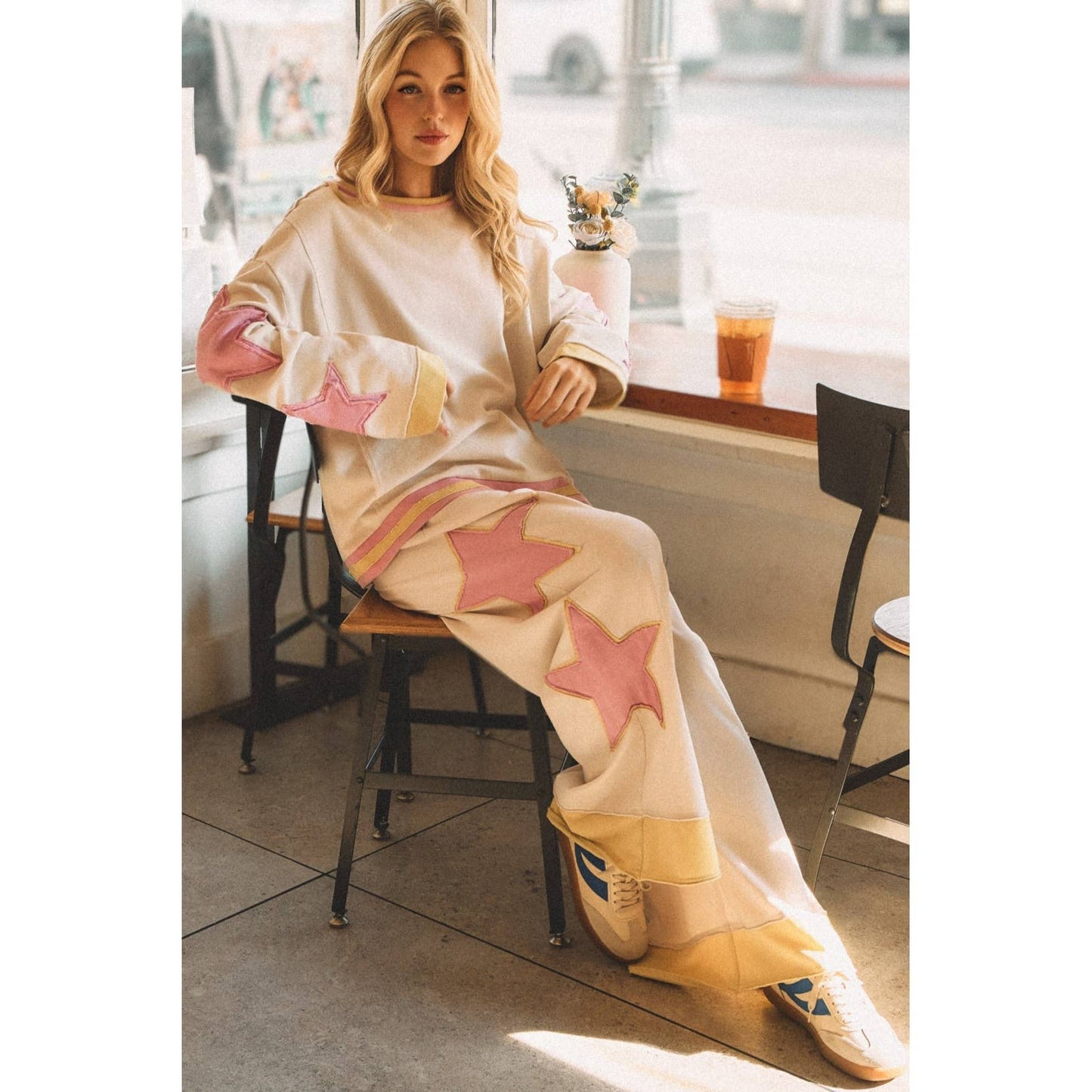 STAR PATCH WIDE-LEG LOUNGE PANTS (SP7795)