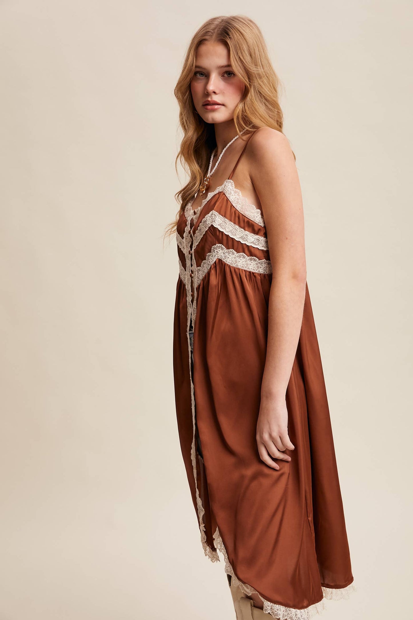 Lace Trim Maxi Cami Top LVT023