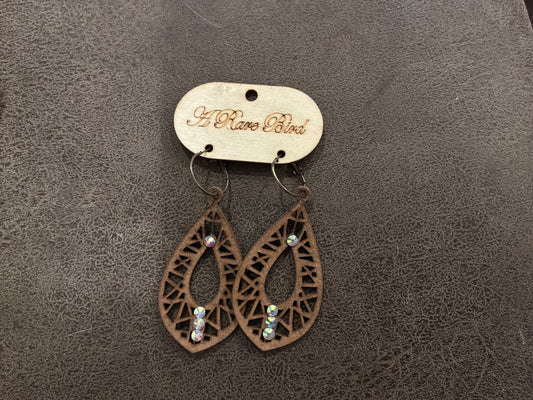 ARB’s Hand Cut Leather Earrings with Rhinestones