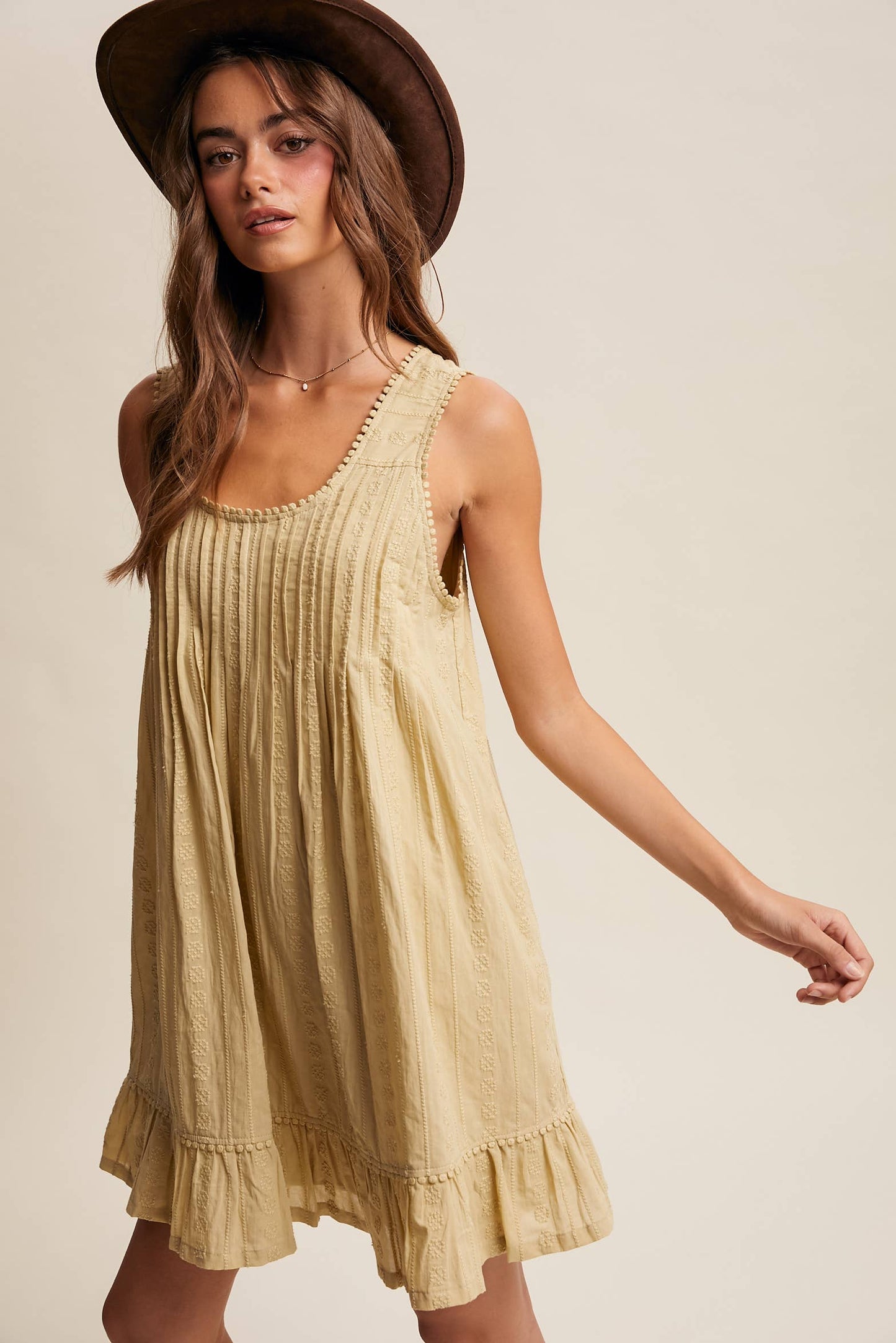 Textured Pintuck Mini Dress LD1599