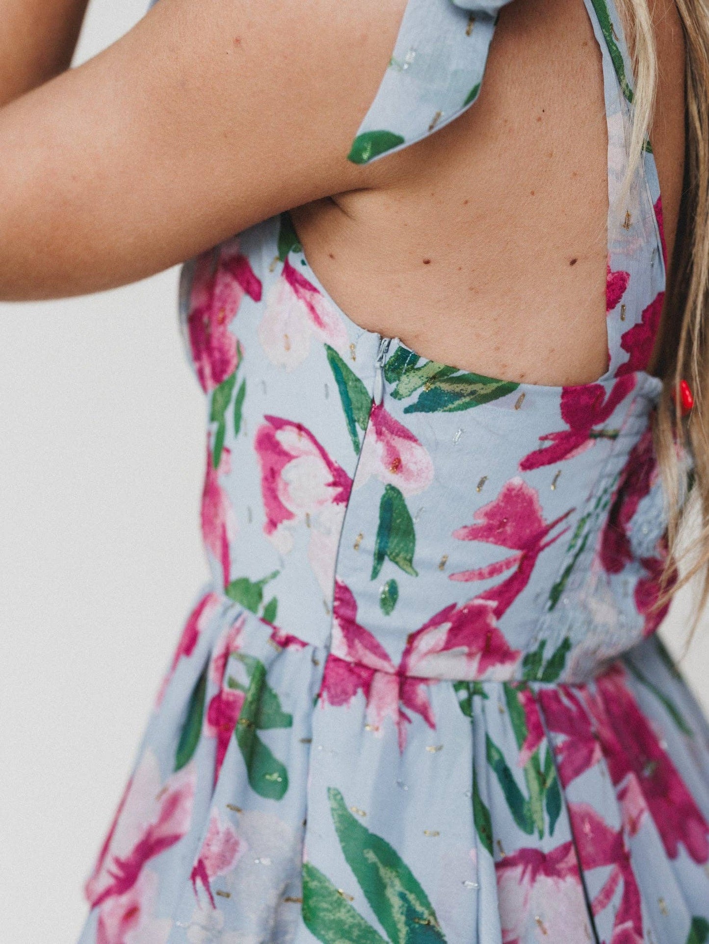 Lila Bloom Maxi Dress - Dusty Blue