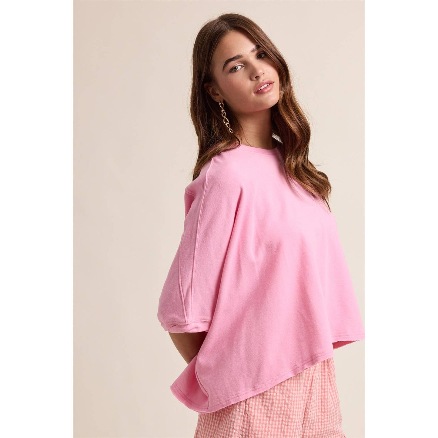 OVERSIZED RELAXED CROP KNIT TOP / WL25-12165