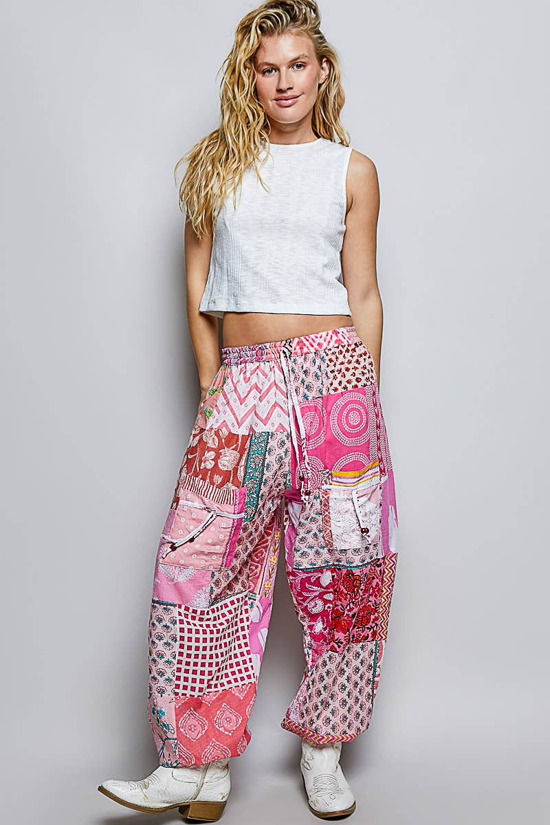 One-of-a-Kind Boho Printed Woven Jogger Pants