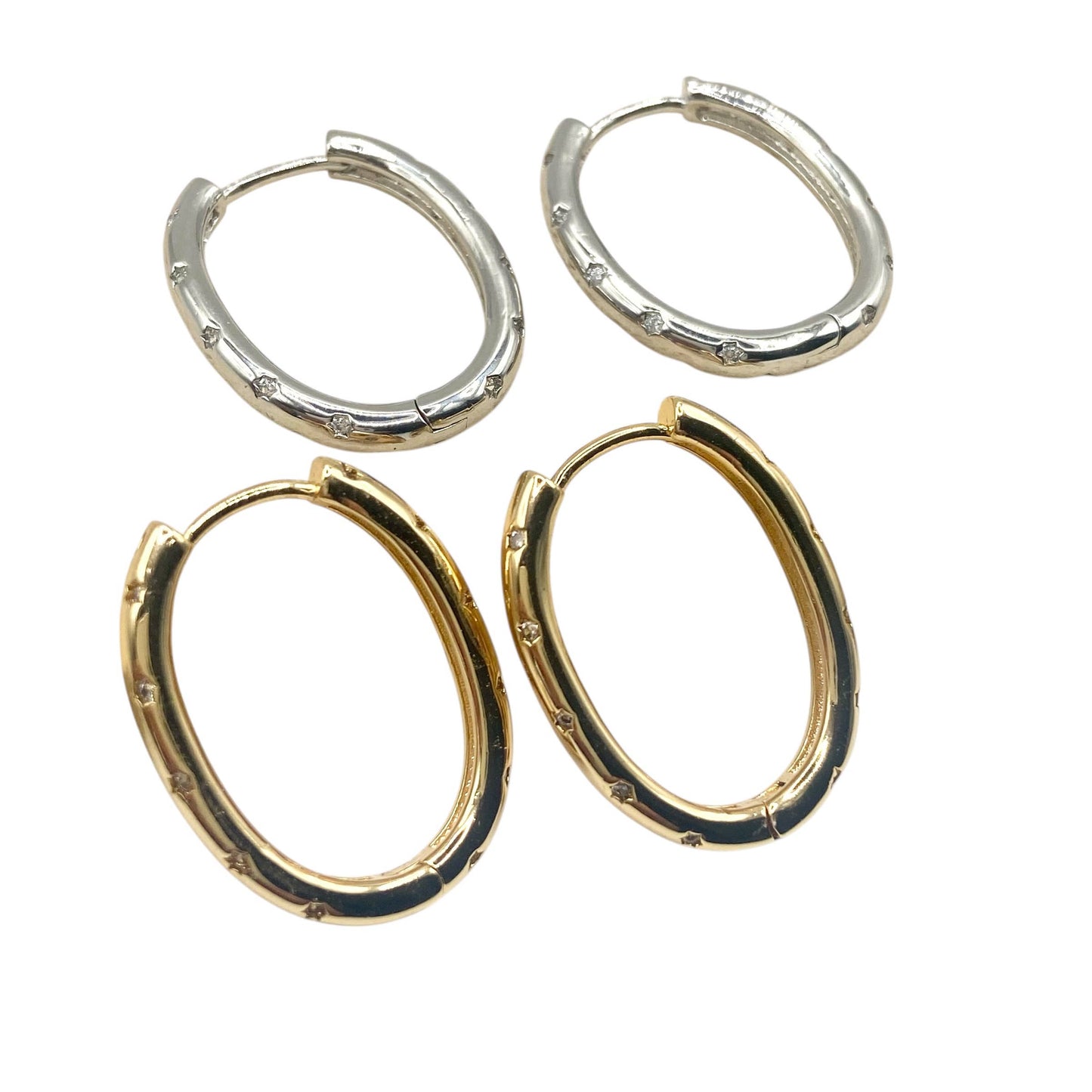 Starburst oval hoop earrings huggy Huggies 
