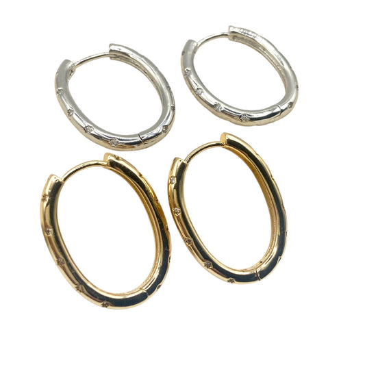 Starburst oval hoop earrings huggy Huggies 