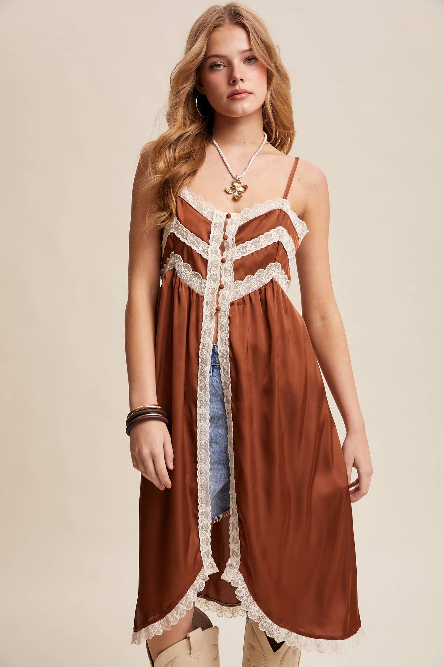 Lace Trim Maxi Cami Top LVT023