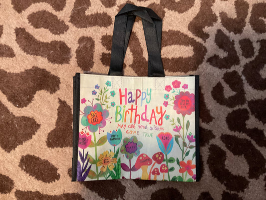 Natural life happy birthday tote bag