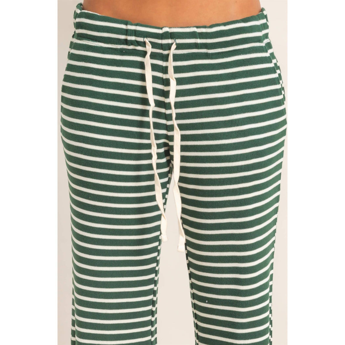 Low Rise Striped Waffle Knit Pants