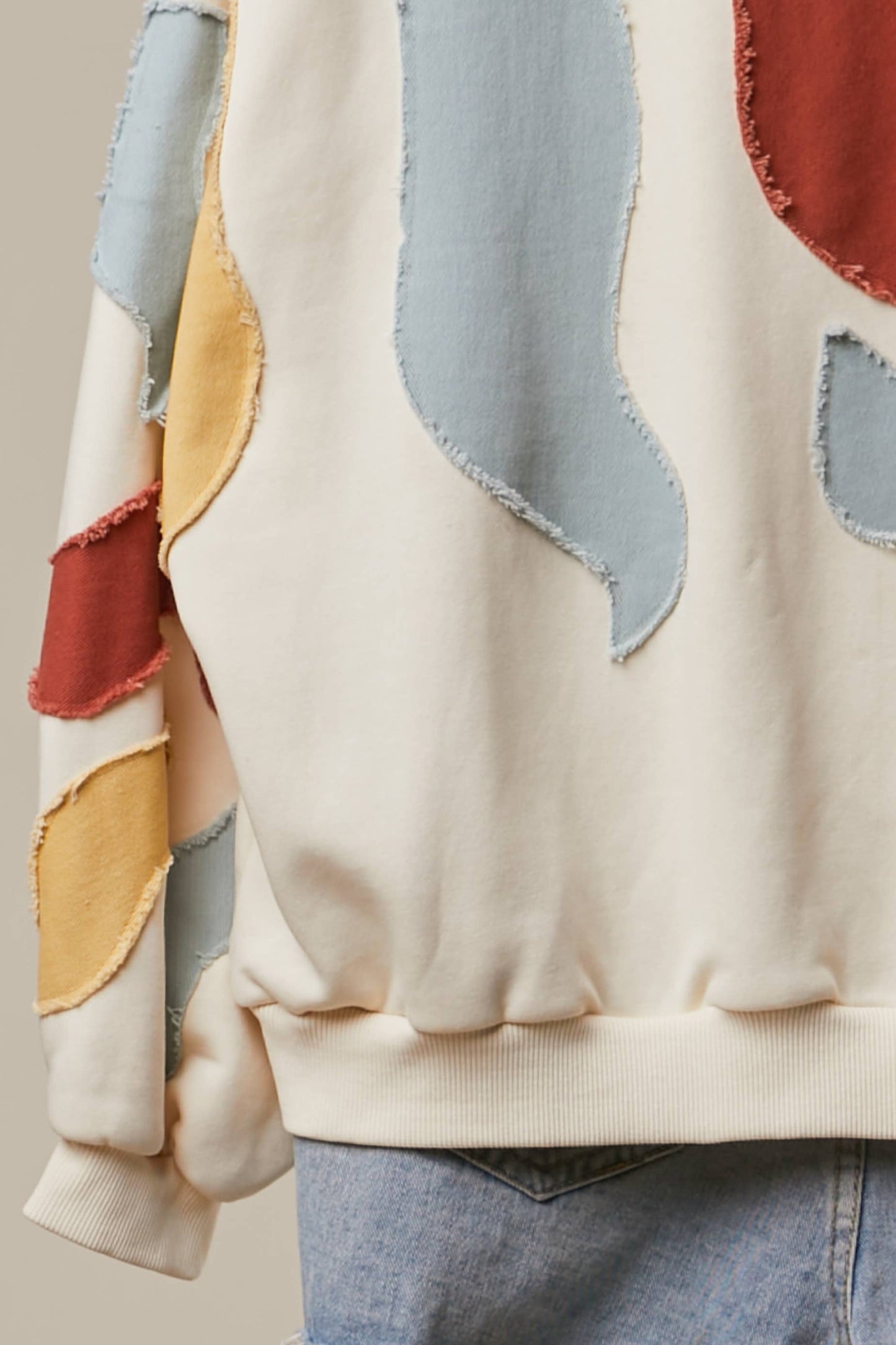 Abstract Patch Hoodie with Kangaroo Pocket