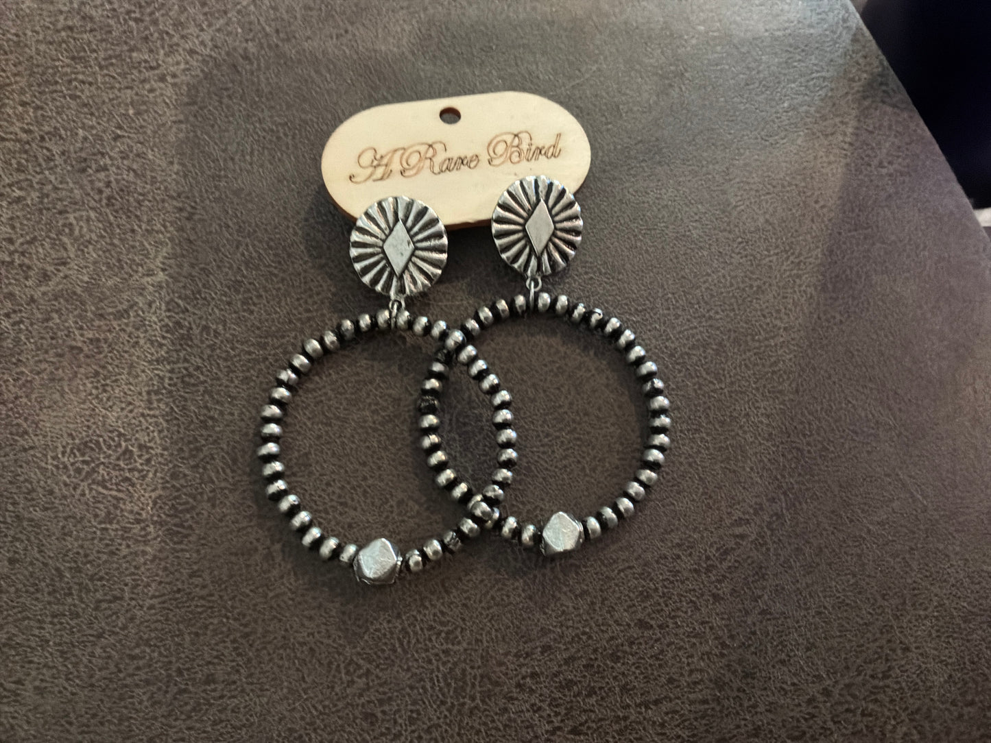 Silver tone Hoops with Conch stud Earrings