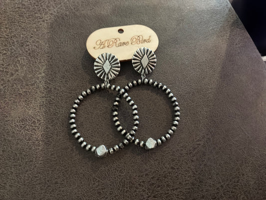 Silver tone Hoops with Conch stud Earrings