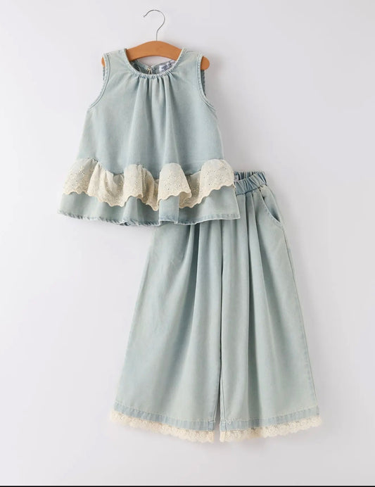 Toddler Denim Lace Set