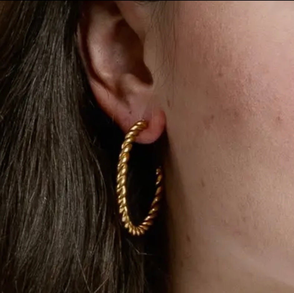 Jayde Large Twisted Hoops - Gold