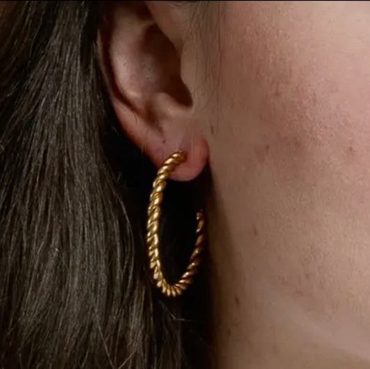 Jayde Large Twisted Hoops - Gold