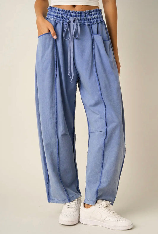 Mineral wash seam pants