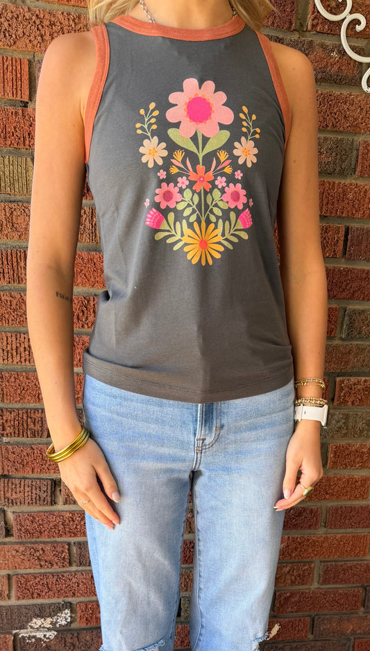 Natural life grey flower tank