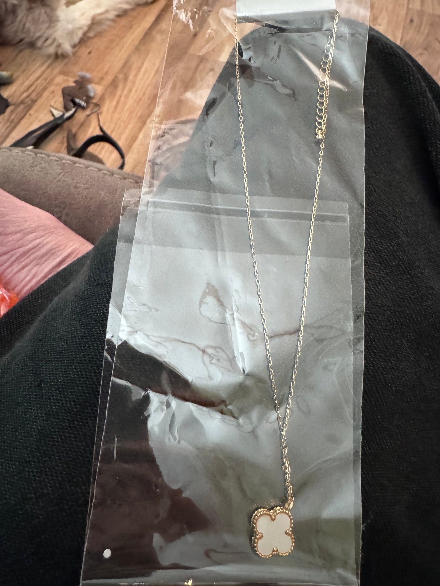 Goldtone White Flower Necklace