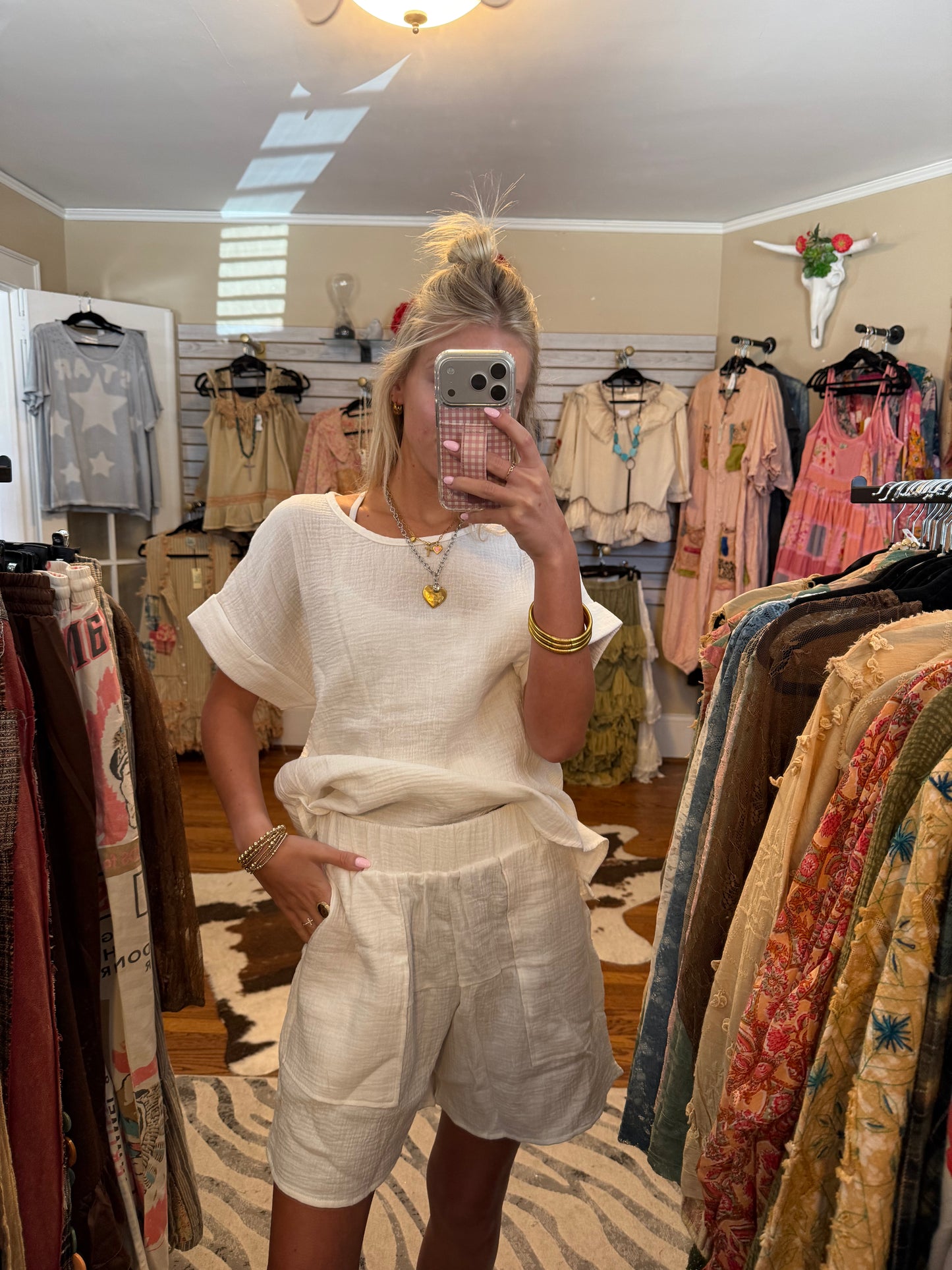 Cotton gauze shorts