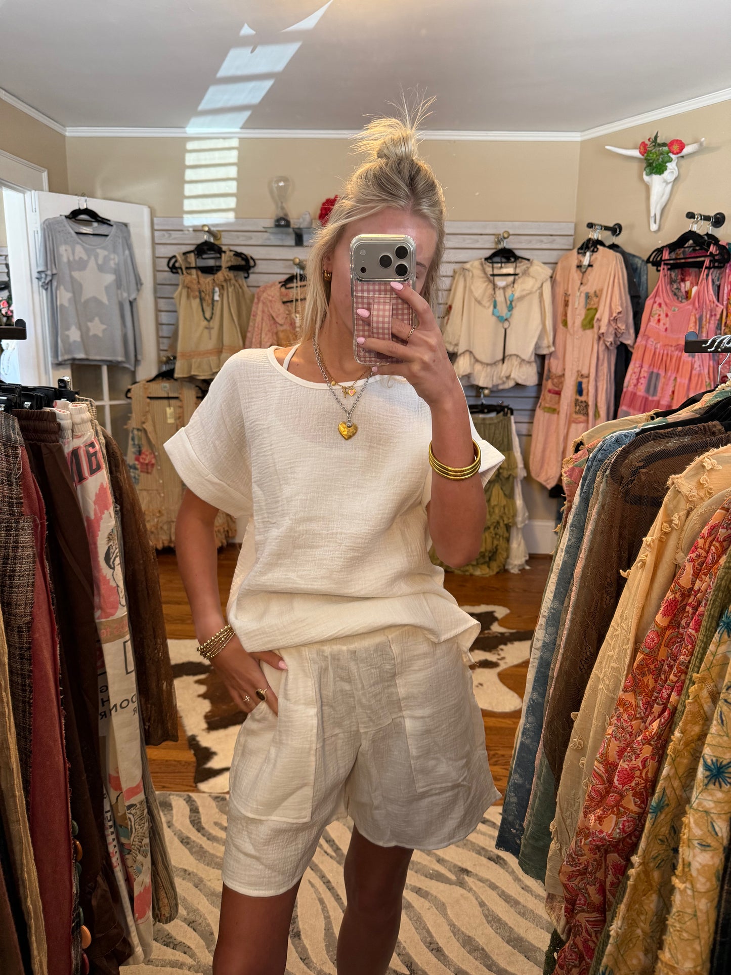 Cotton gauze shorts