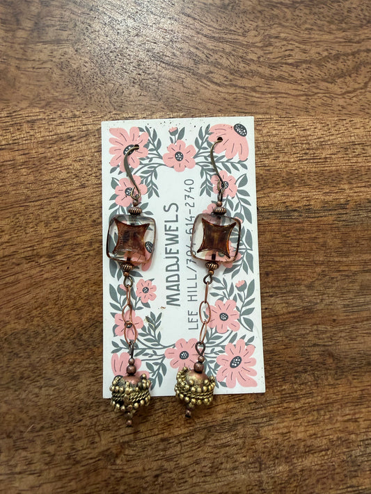 Brass dangle earrings