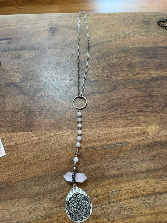Pink crystal necklace