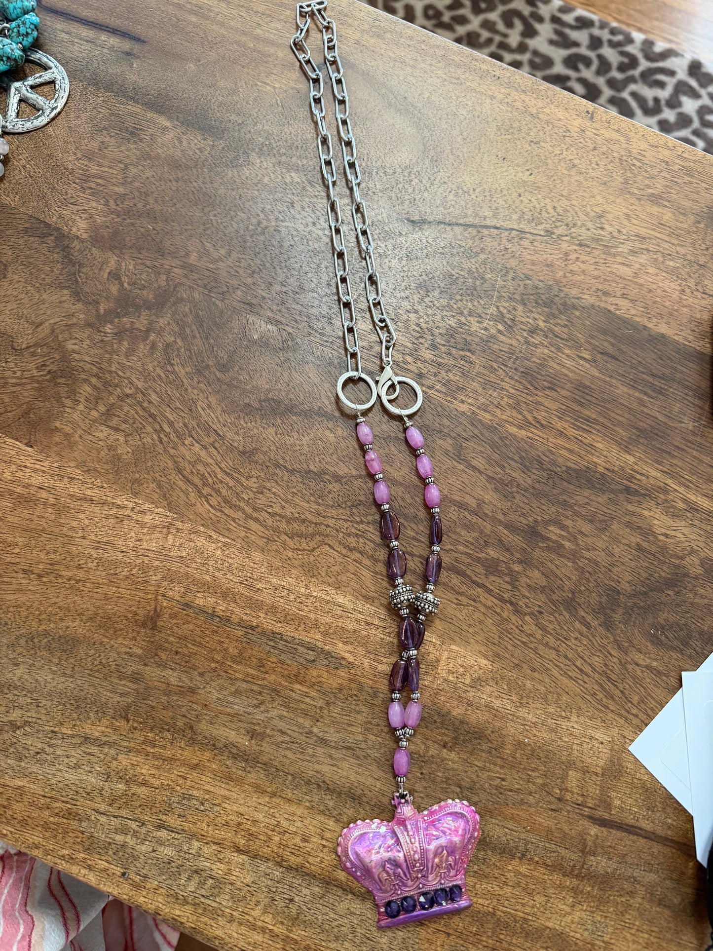 Pink/purple crown necklace