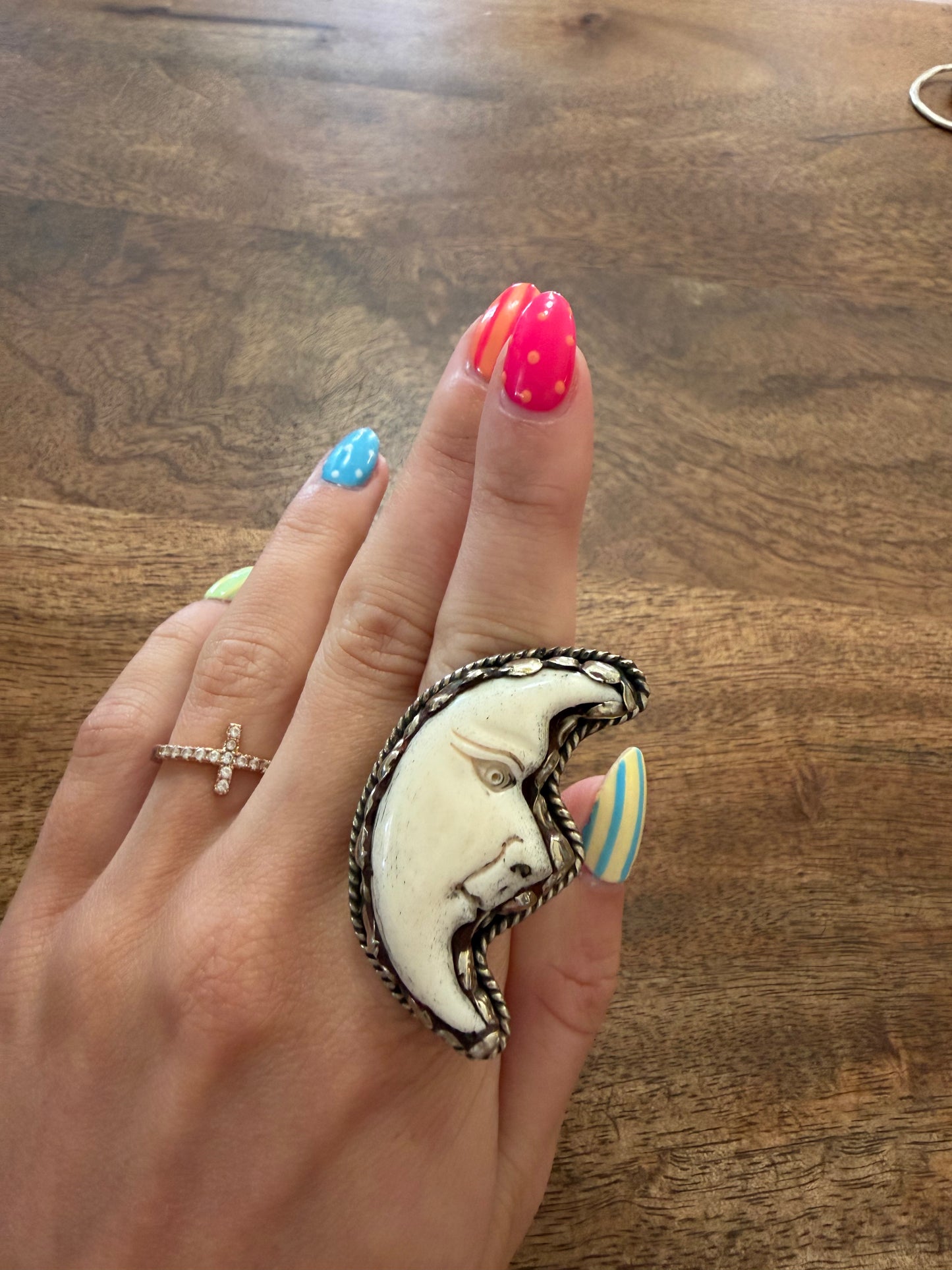 Chunky half moon ring