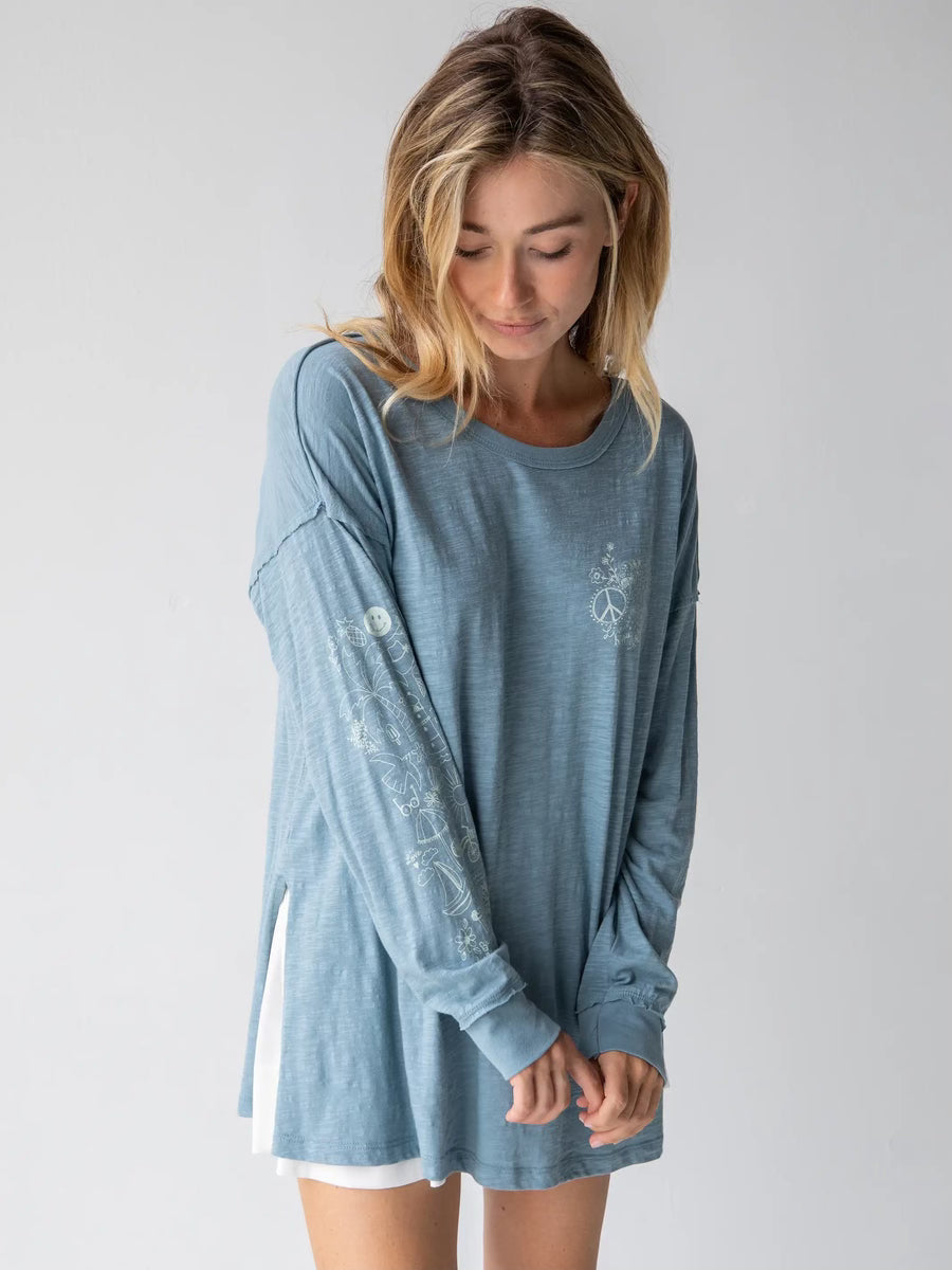Natural life Doodle tee light blue