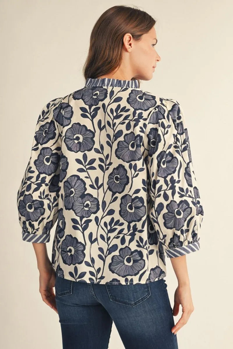 3/4 Sleeve Floral Top