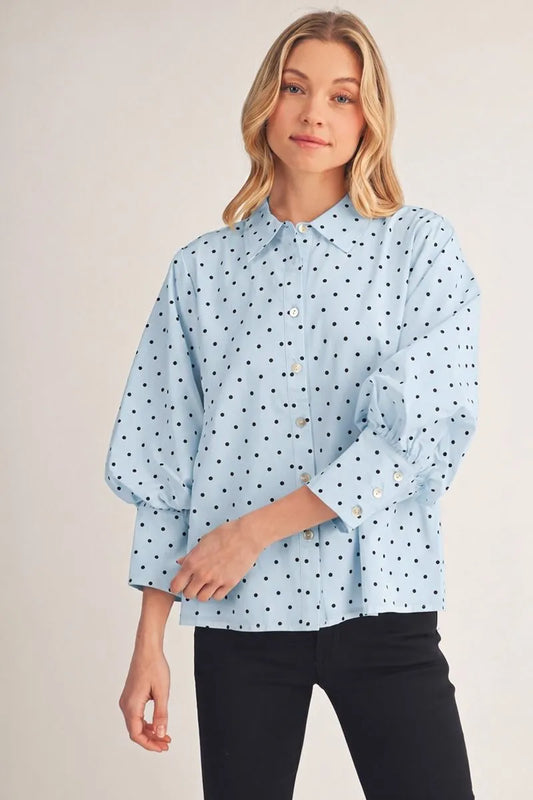 3/4 Sleeve Button Down Top