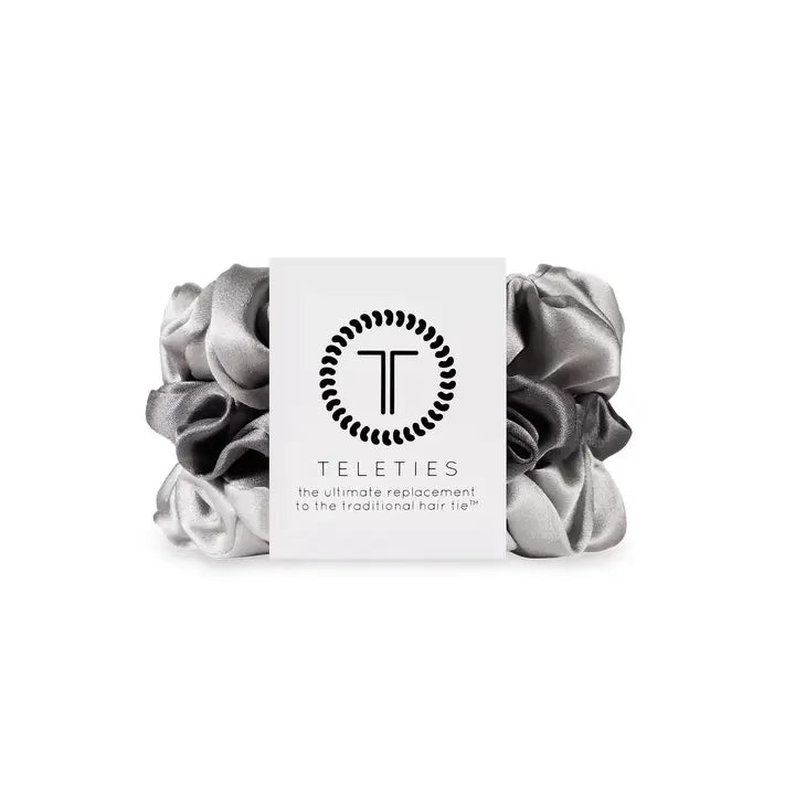 Silk hair scrunchie/ large/ silver