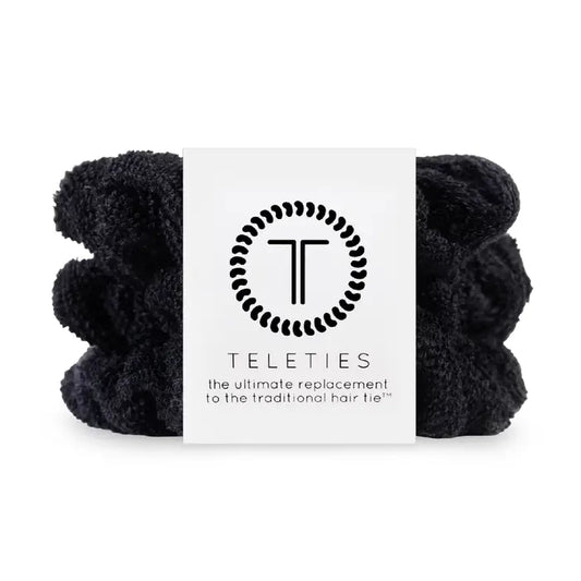Terry cloth hair scrunchies / large / jet black