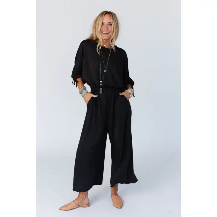 Three birds nest Carolina comfy wide leg jumpsuit - charcoal