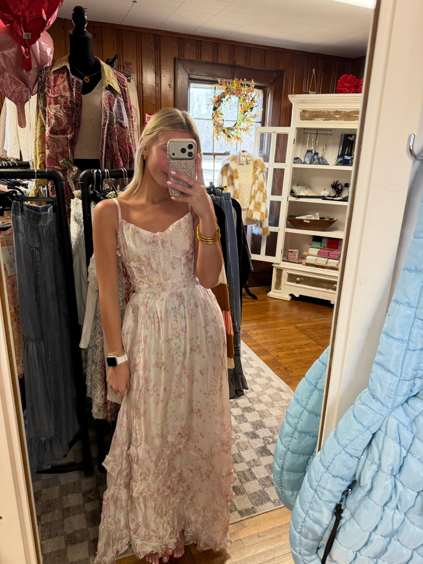 Floral ruffle maxi dress