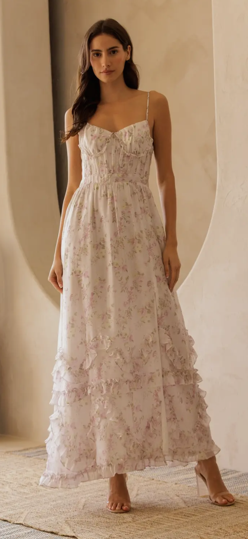 Floral ruffle maxi dress