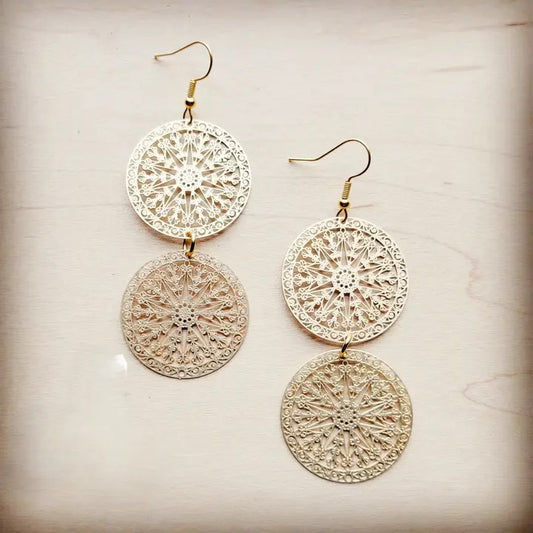 Matte gold dangle filigree earrings
