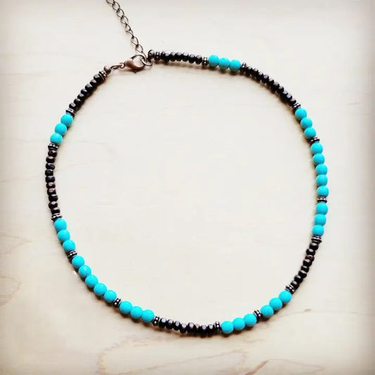 Wood and copper beads collar