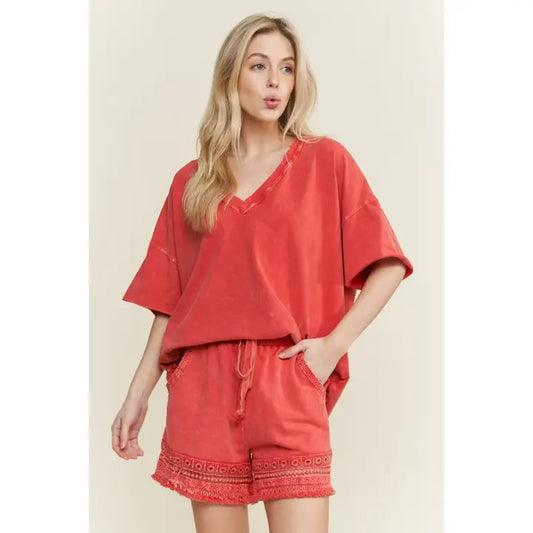 Mineral wash everyday tee - red