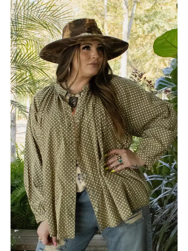 Sweet nothing shirt - Olive dot