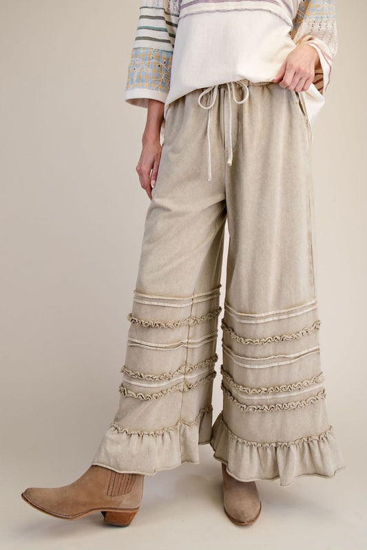 Mineral washed terry knit pants