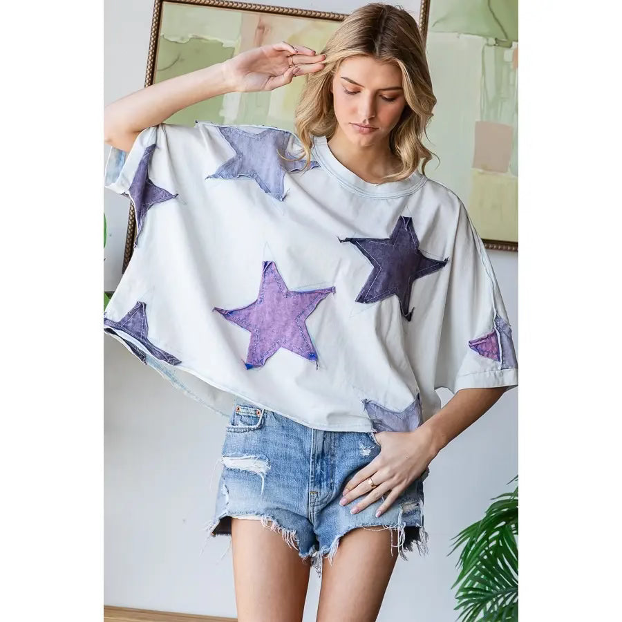 OLI and Hali purple star shirt