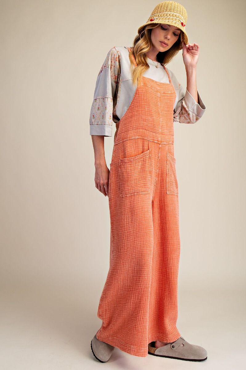 Washed cotton jumpsuit