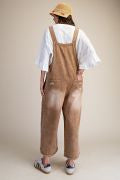 Washed denim loose fit overalls ￼