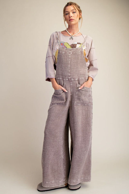 Mineral washed cotton jumpsuit
