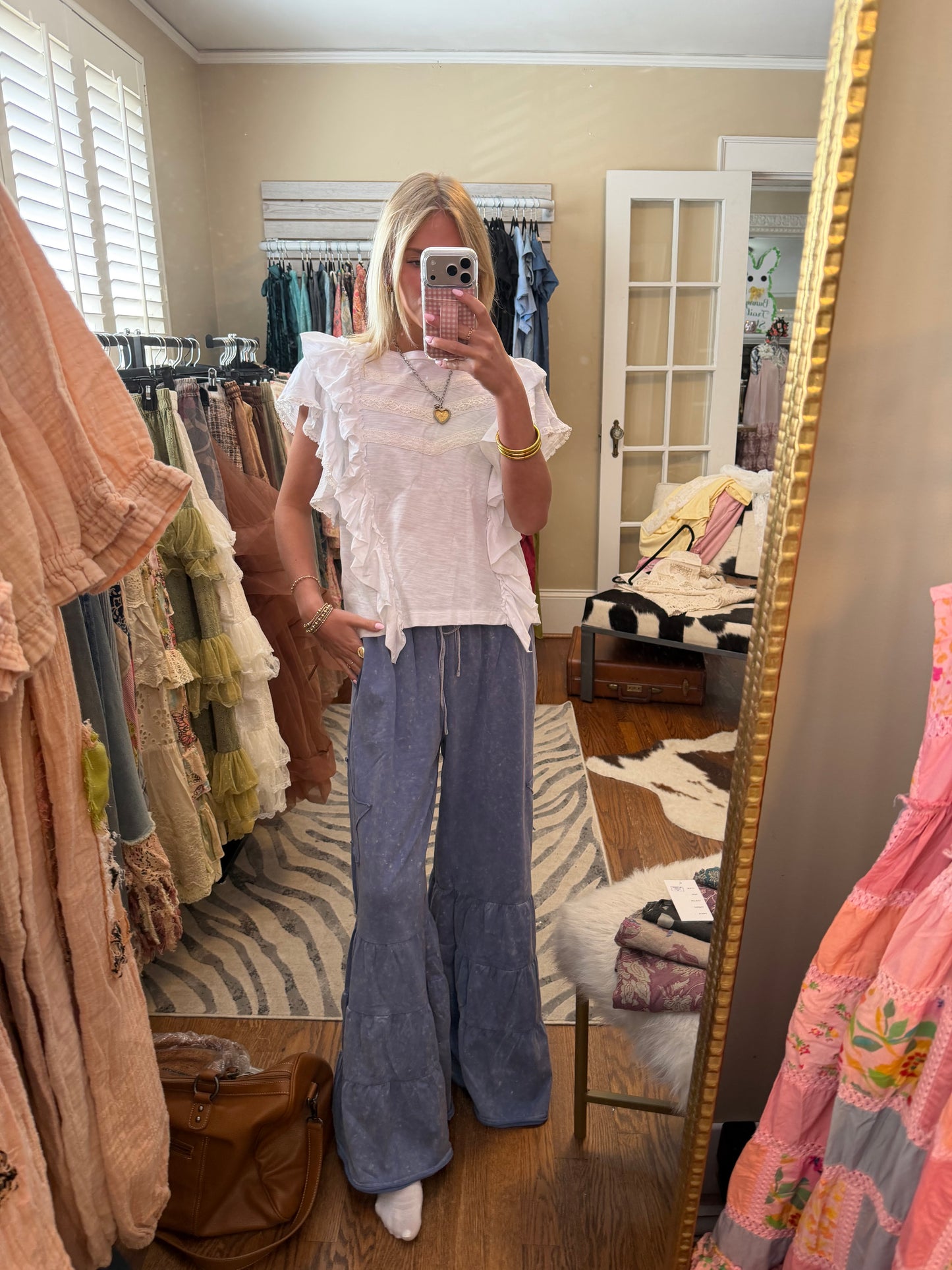 MITTOSHOP blue flowy pants with star