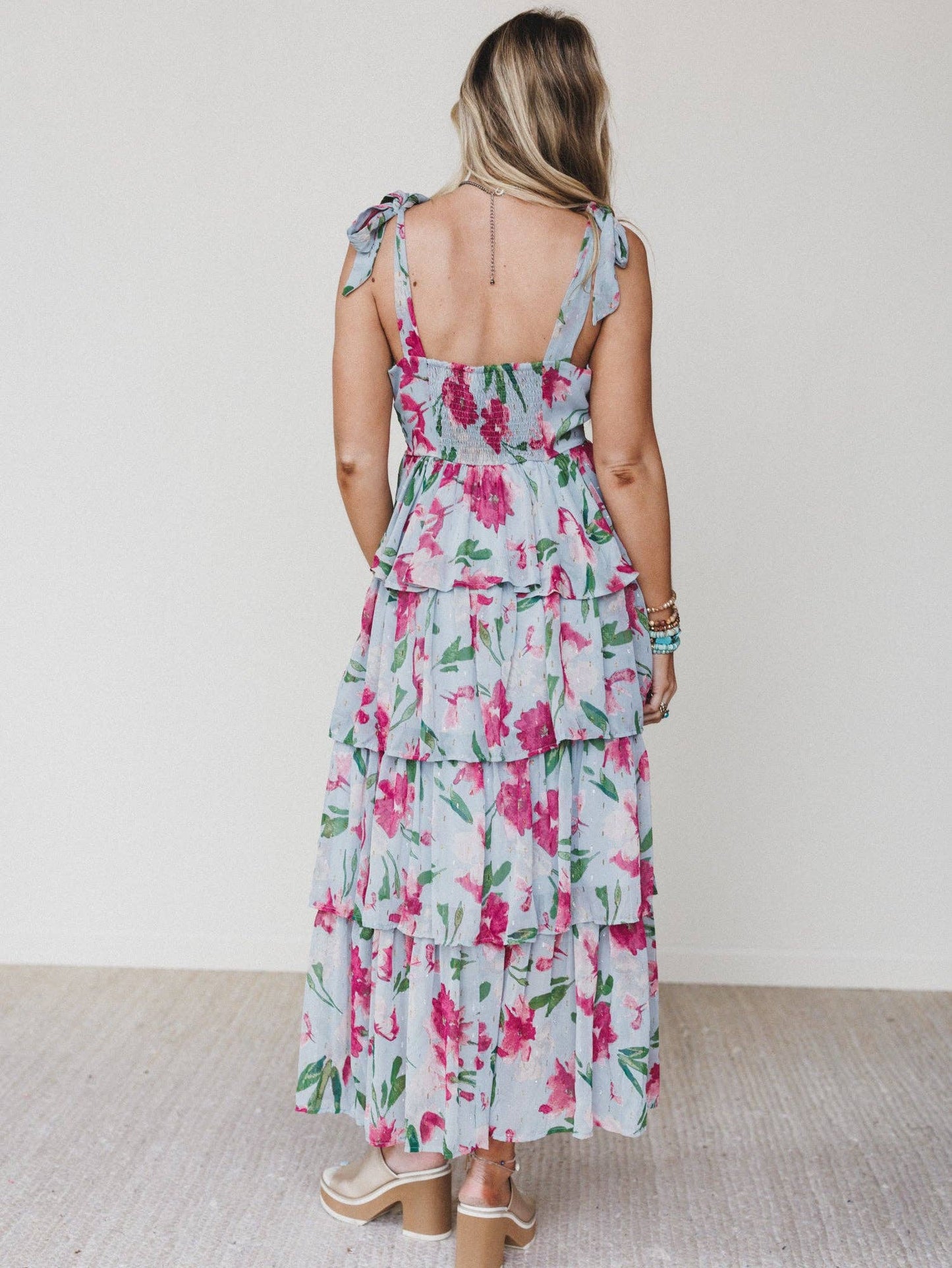 Lila Bloom Maxi Dress - Dusty Blue