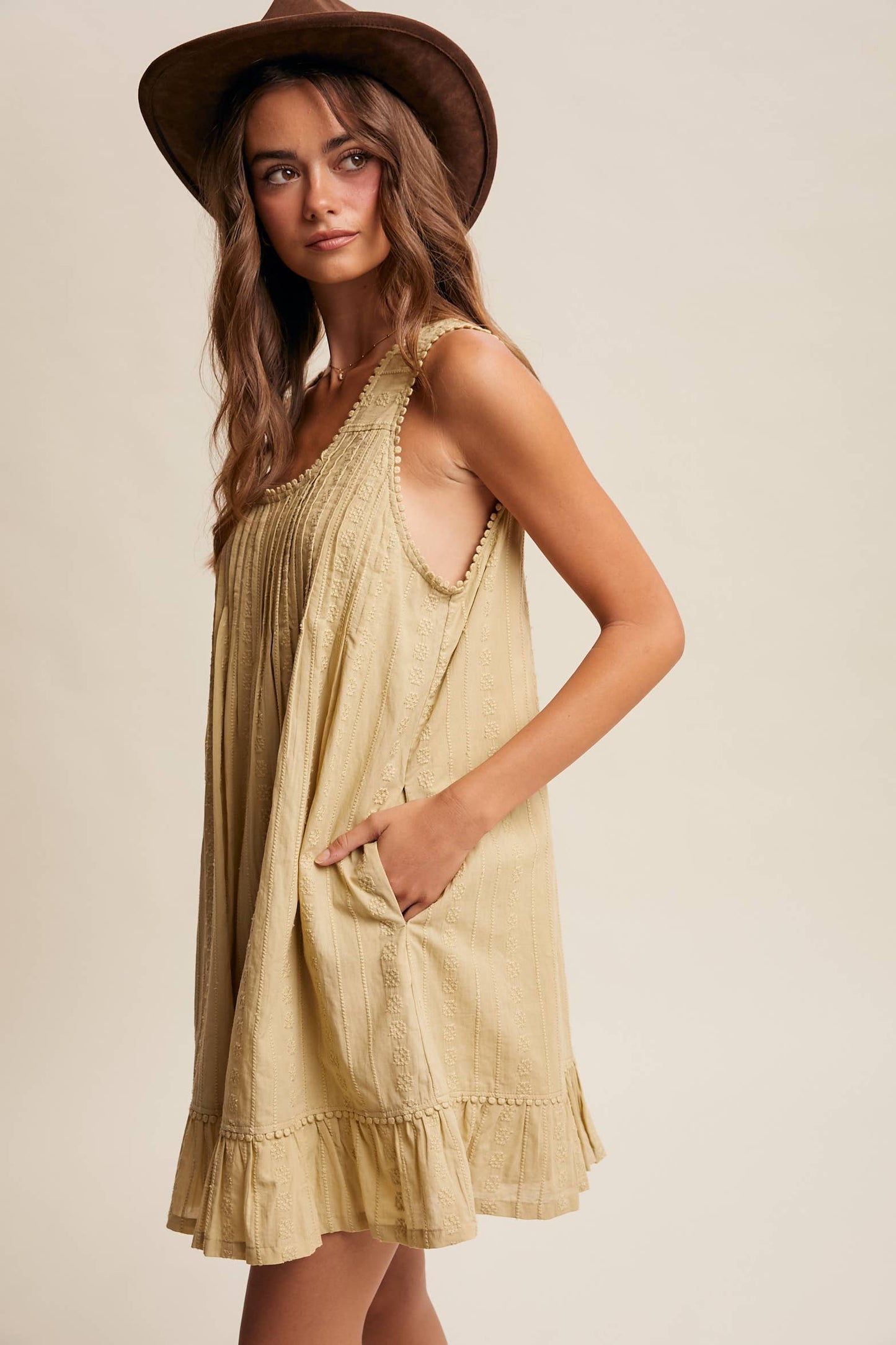 Textured Pintuck Mini Dress LD1599