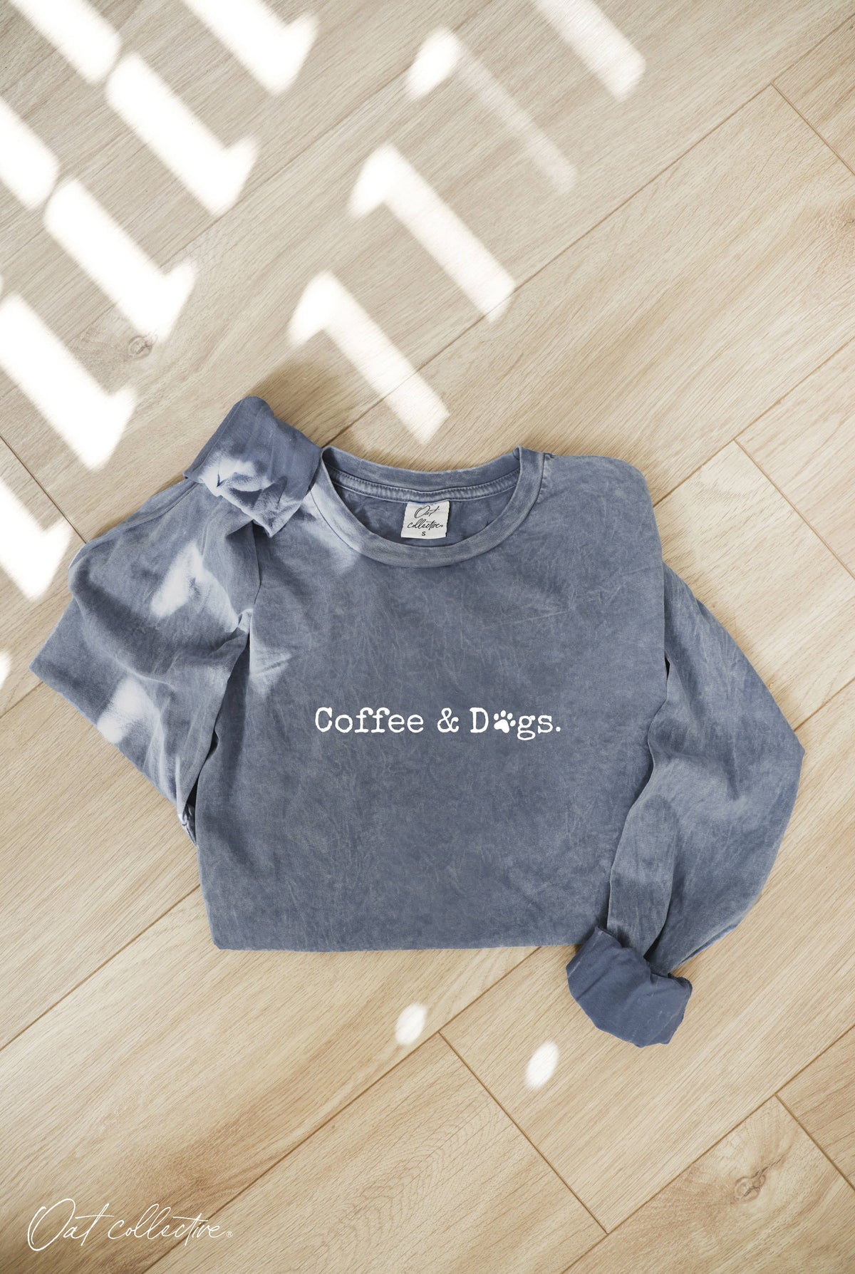 COFFEE AND DOGS Mineral Washed Long Sleeve Graphic